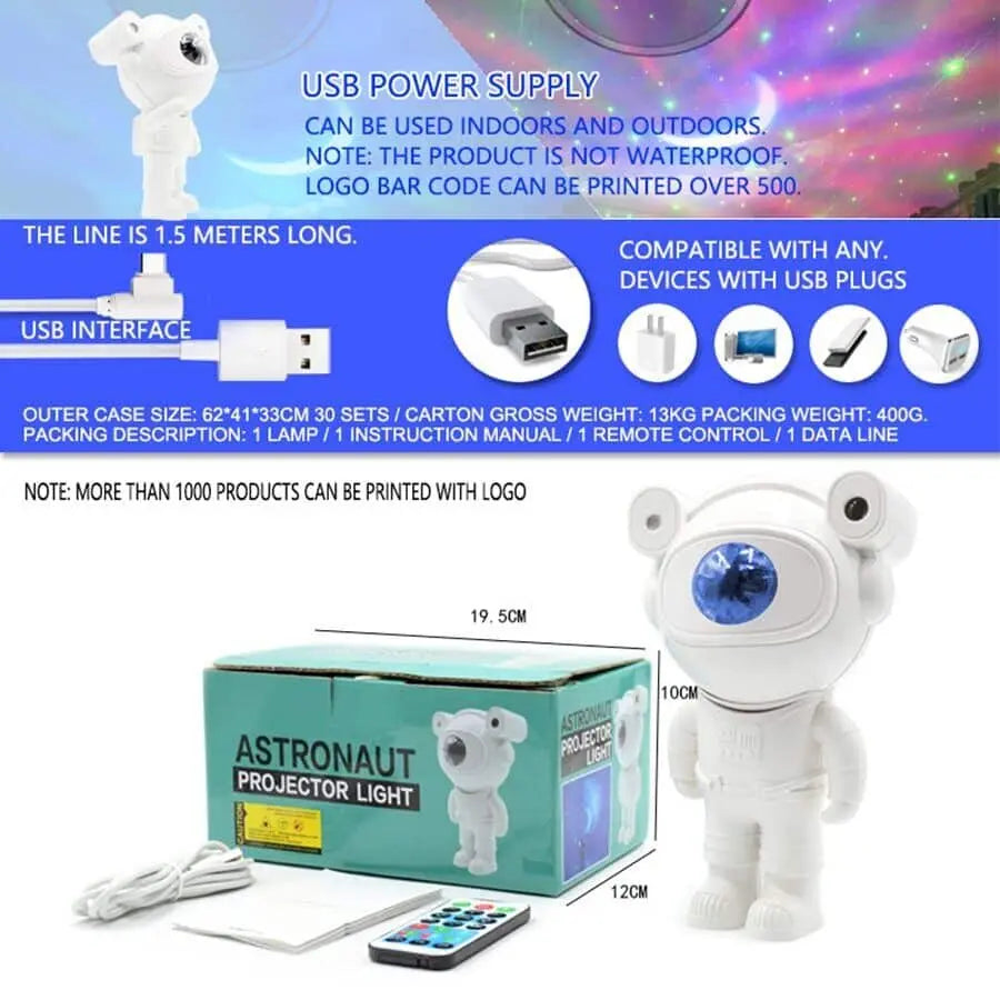 Astronaut Galaxy Projector Lamp Starry Star Bluetooth Music Night Light With Remote (Big) ShopsPk