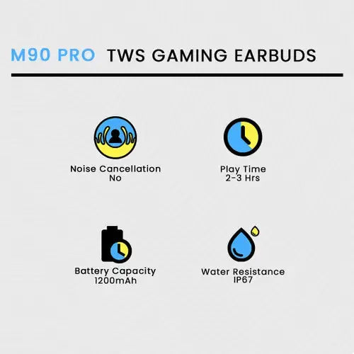 M90 Pro Earbuds TWS Earbuds 5.3 LED Light Wireless Earphone Gaming Earphones ShopsPk